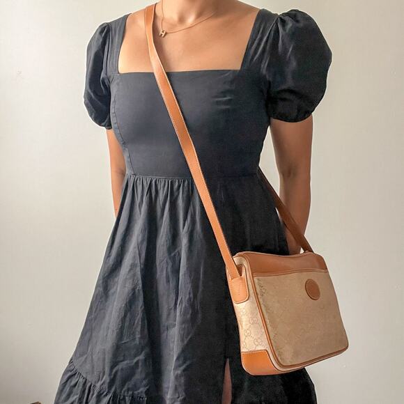 Vintage GUCCI Tan Leather and Canvas Crossbody Bag - Picture 13 of 13